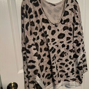 Leopard Print V-Neck Top.   Made in Italy.